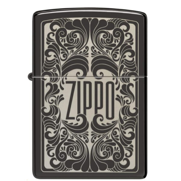 Zippo Logo Filigree Design High Polish Black - Imagen 2