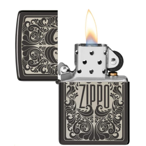Zippo Logo Filigree Design High Polish Black - Imagen 3